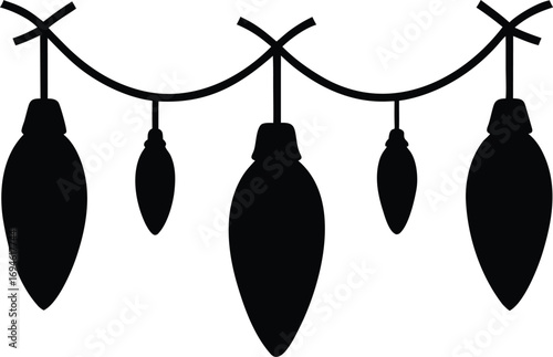 Set of 5 Christmas light bulb icons vector