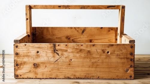 Rustic Wooden Toolbox - Empty and Ready for Tools