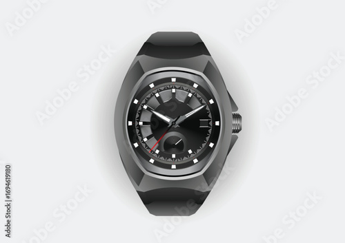 3d illustration luxury wristwatch Black Design.