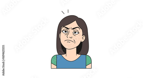 Annoyed Woman Cartoon Illustration Grumpy Female Character Design