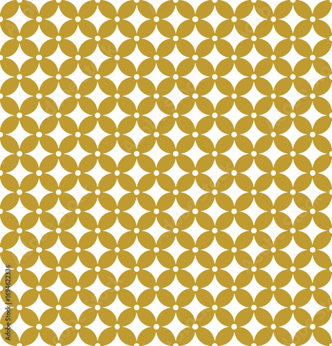 Golden floral pattern repeated on white background design