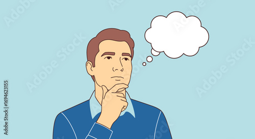 Thoughtful Man Contemplating, Decision-Making, Problem Solving, Brainstorming Ideas