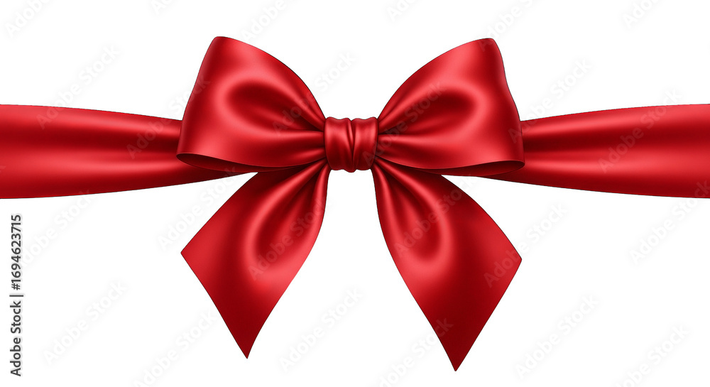Fototapeta premium Red Satin Bow On Black Background