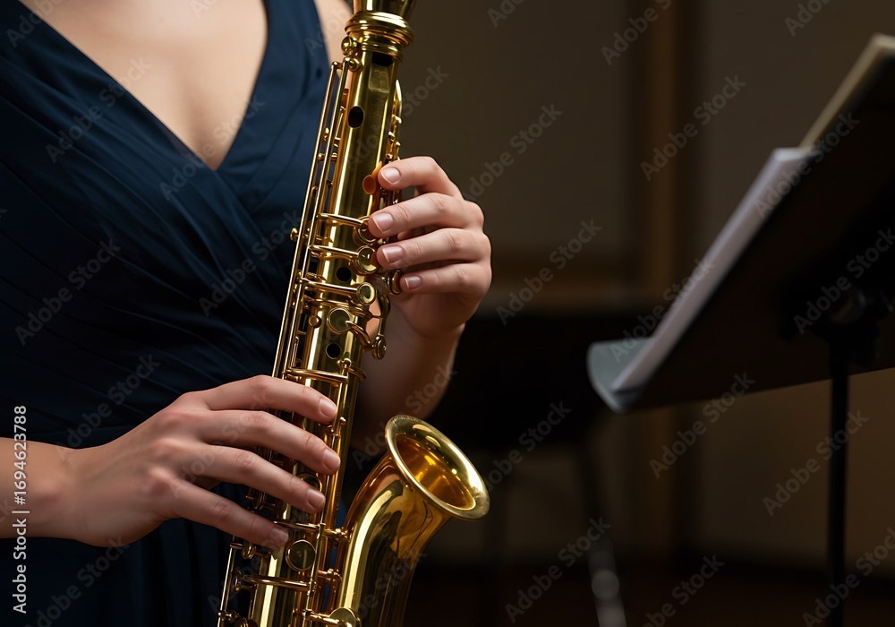 Fototapeta premium Golden Saxophone Serenade