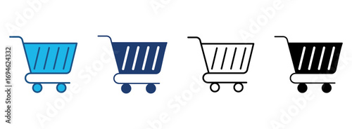 Cart Icon Set With Multiple Styles. Vector Illustration
