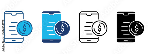 Mobile Payment Icon Set With Multiple Styles. Vector Illustration