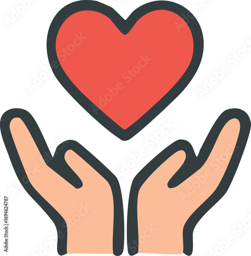 International Day of Charity. hand and love vector flat design illustration