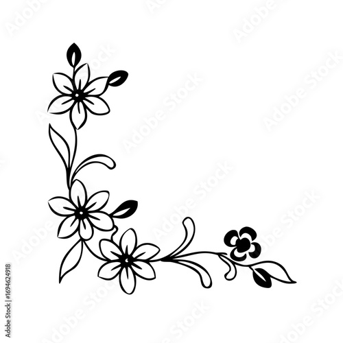 Elegant floral corner design with delicate blossoms and leaves, perfect for invitations