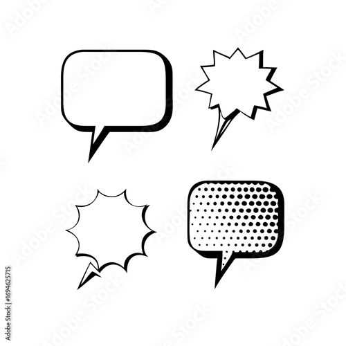 Comic Book Speech Bubble Graphics with Various Shapes and Styles