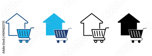 Supermarket Icon Set With Multiple Styles. Vector Illustration