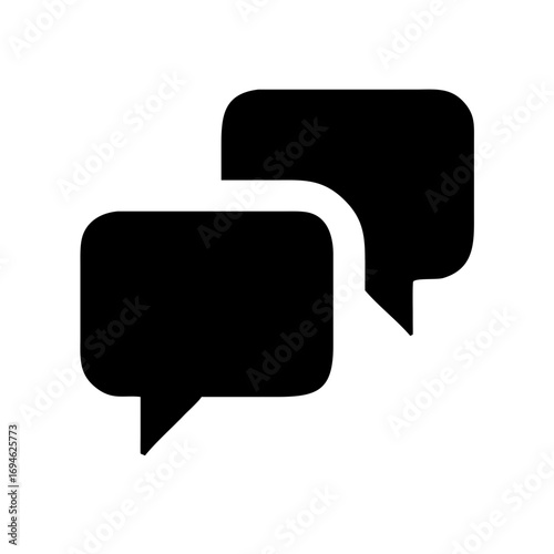 Black and White Chat Bubbles Icon for Communication and Dialogue