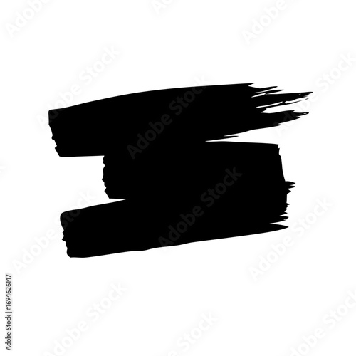 Dynamic Hand-Painted Black Brush Stroke Texture on White Background, Ideal for Artistic Design Elements and Expressive Overlays