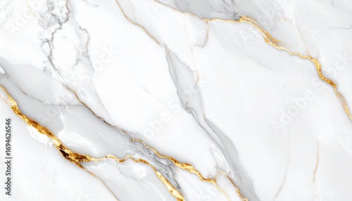 白大理石の高級テクスチャ – ゴールドとグレーの繊細なベイン模様Luxury White Marble Texture with Elegant Gold and Gray Veins – High Resolution Background