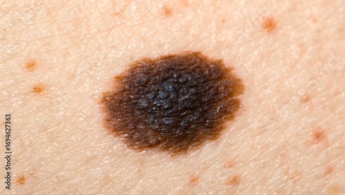 Dark irregular mole on human skin dermatology melanoma