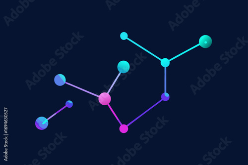 3D render of a scientific molecular structure model with atoms, illustrating a chemical research particle for medicine