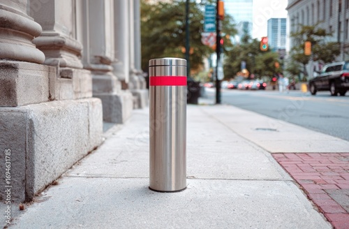 Wallpaper Mural Urban security bollard.  City street curb Torontodigital.ca