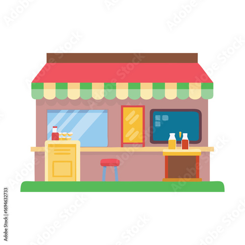 Vector illustration of a small food stand