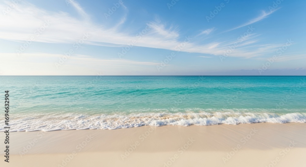 Obraz premium Beautiful Tropical Beach with Gentle Waves Under a Clear Blue Sky