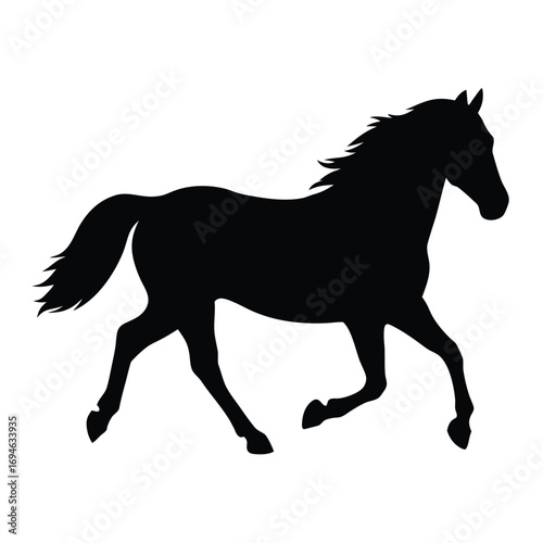 Black horse silhouette running vector illustration equestrian animal design graphic image art equine mammal mustang thoroughbred