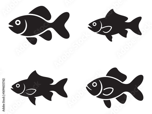 Simple Black and White Fishbowl Icons