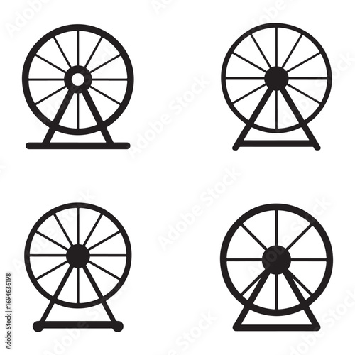 Four Simple Black Silhouette Fish Icons