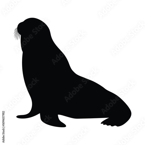 Isolated black silhouette of a cute sea lion vector image for wildlife animal lovers and designers