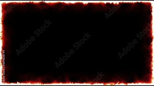 Fire Frame Overlay Orange Blaze Flame Border Motion Graphics on Black Alpha Key Background
