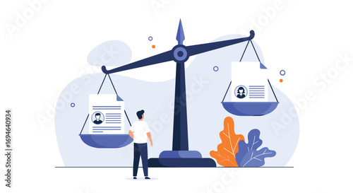 Fairness in the hiring process balancing candidate qualifications and job requirements illustration