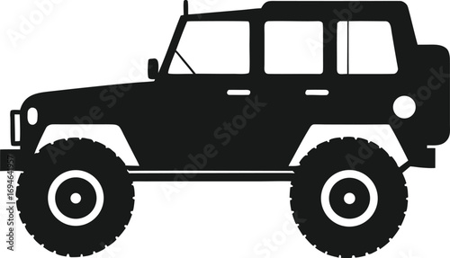 Vector silhouette of a black jeep