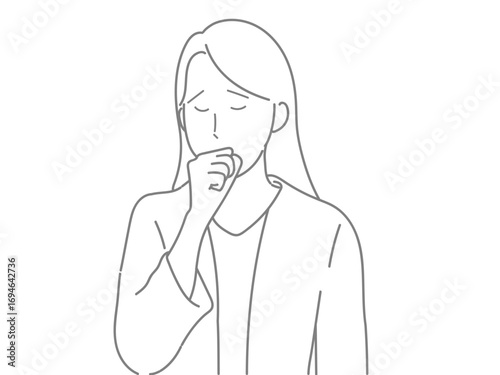 イラスト　女性　咳　