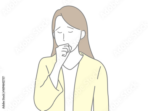 イラスト　女性　咳　