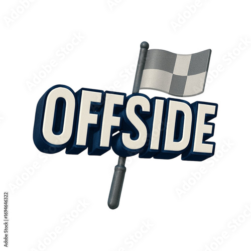 Offside flag with text in 3d rendering on black background