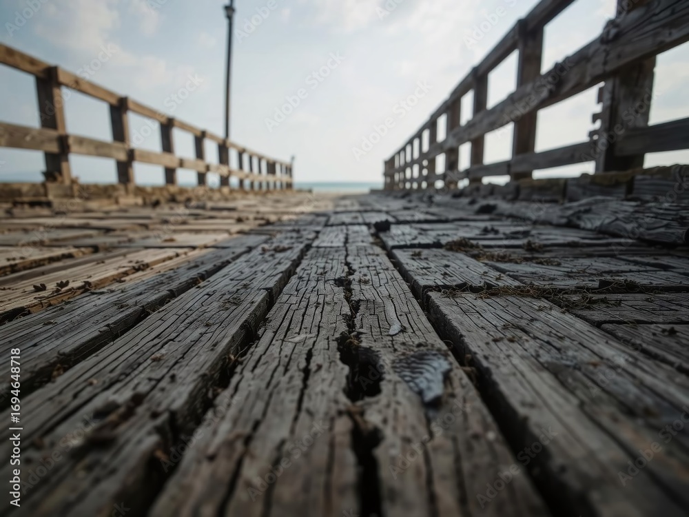 Fototapeta premium Deserted Boardwalk in Shkodra, Northern Albania