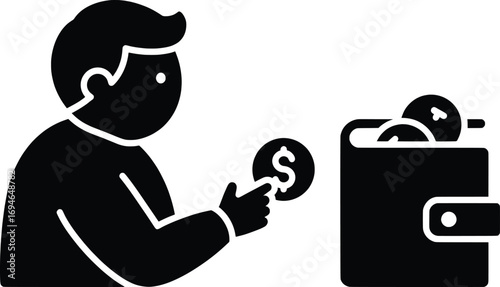 Person Handling Money in Wallet Vector Illustration for Business Content in an Urban Environment