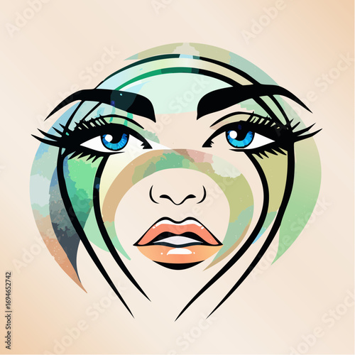 pastel ombré siren hair logo for salon business cards and hair-mask packaging design