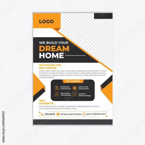 Construction Company Flyer Template | Real Estate, Building, Renovation & Architecture Services Design
