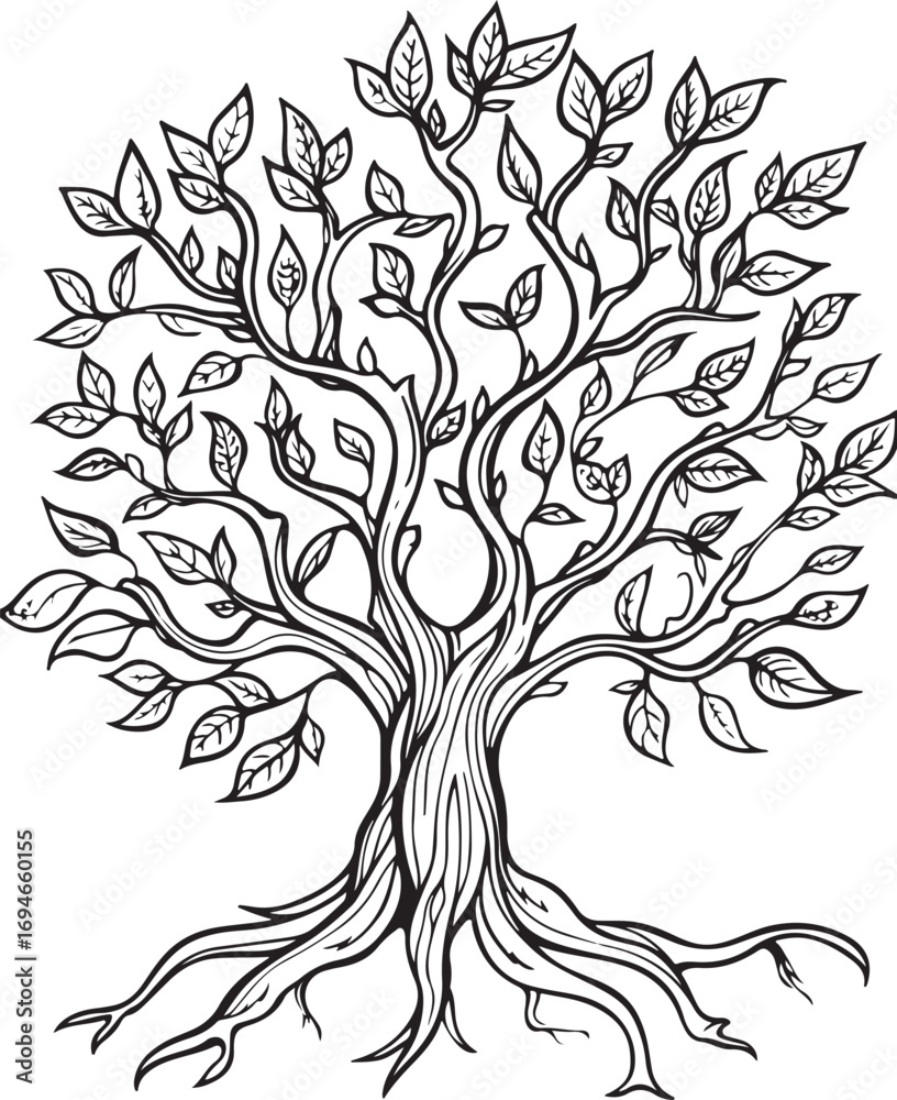 Obraz premium Majestic Oak Tree Outline Collection