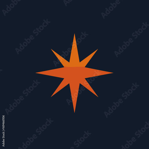 Stylized star icon with vibrant orange gradient on a dark background