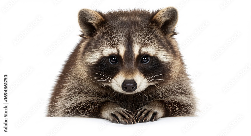 Fototapeta premium Portrait mignon raton laveur pose adorable eclairage net. AI Generated