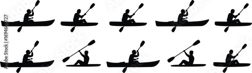 Kayaking silhouettes, outdoor adventure, water sports activity, paddling in canoe, kayaking on lake, active lifestyle, nature exploration, summer fun
