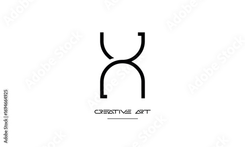 NU, UN, N, U abstract letters logo monogram