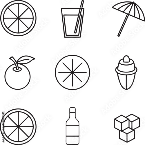 Summer Drink and Fruit Icons Collection
