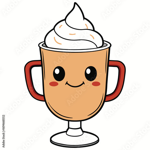 Deliciously creamy spiced hot chocolate with cinnamon stick vector illustration