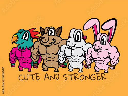 cute animal with sport theme illustration