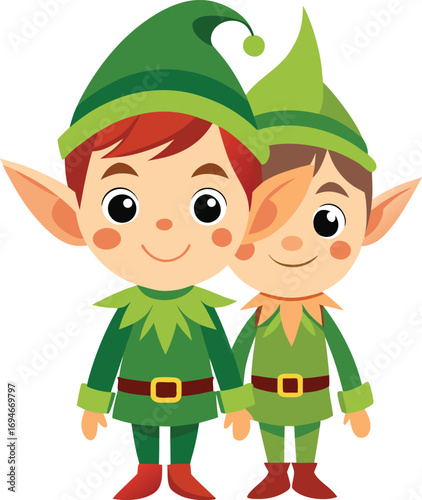 A cartoon of a elf with a green hat on it