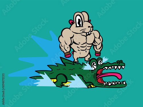 cute animal with sport theme illustration