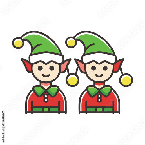 A cartoon of a elf with a green hat on it