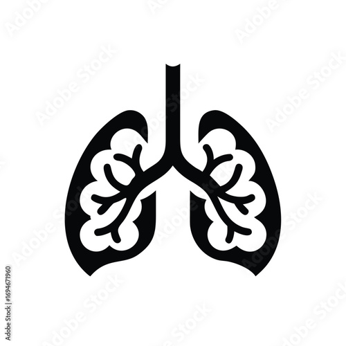 Tree shaped like human lungs symbolic silhouette artwork with clean white background illustration
