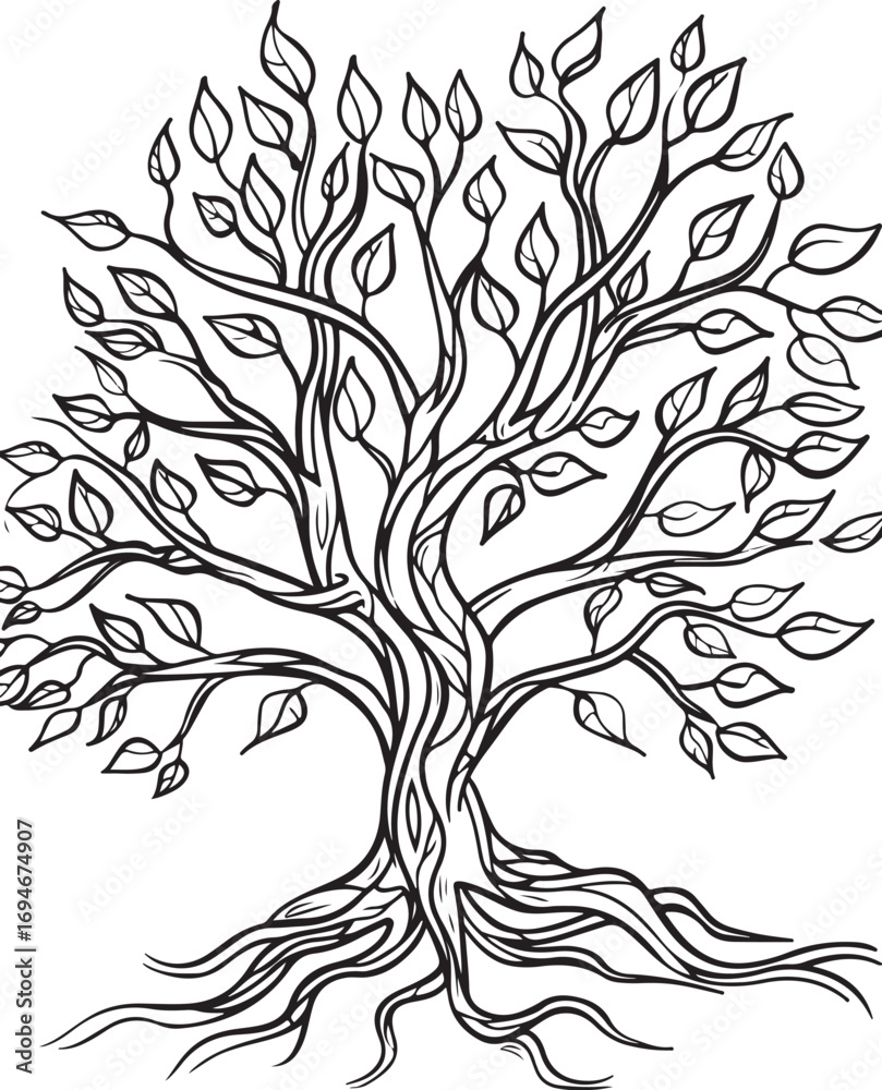 Obraz premium Decorative Oak Tree Coloring Book Pages
