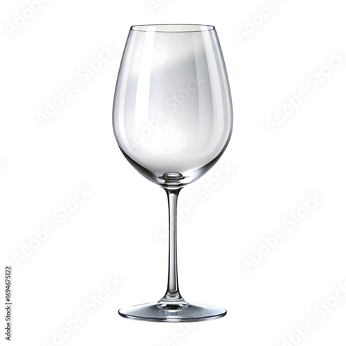 Elegant clear wine glass with a stem isolated on transparent background